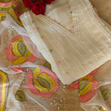 White Organza Unstitched suit with Designer dupatta