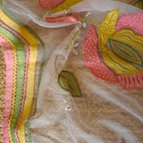 White Organza Unstitched suit with Designer dupatta