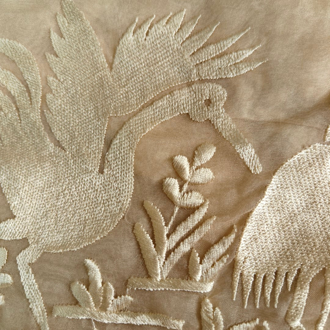 Parsi embroidery Pure Organza with Flamingo Dress material