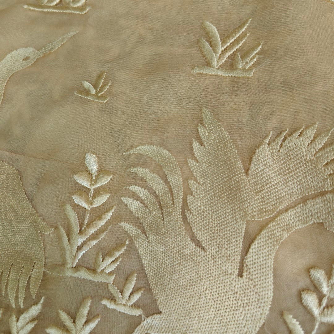 Parsi embroidery Pure Organza with Flamingo Dress material