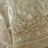 Parsi embroidery Pure Organza with Flamingo Dress material