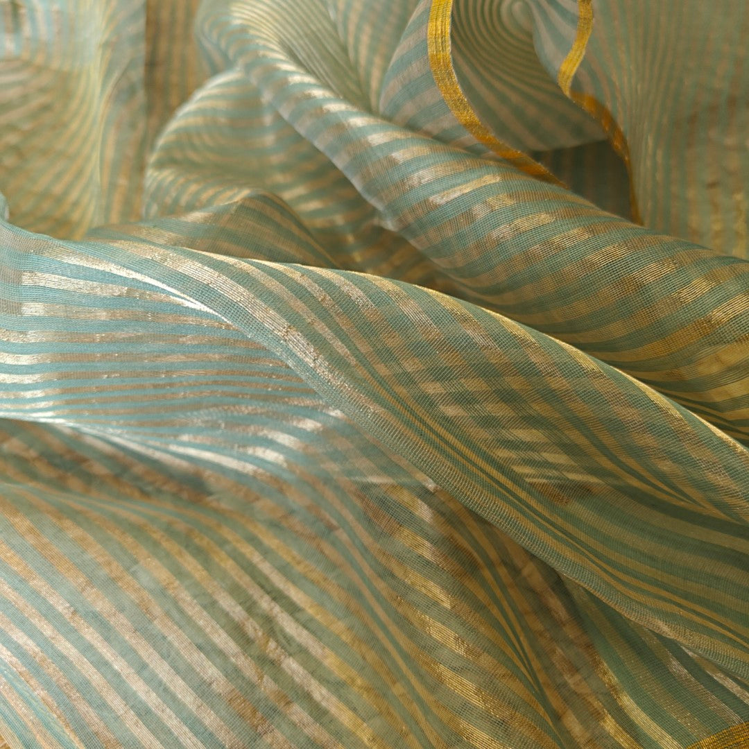 Chiniya tissue dupatta with Pure Chanderi embroidered kurta - Unstitched Suit