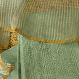 Chiniya tissue dupatta with Pure Chanderi embroidered kurta - Unstitched Suit