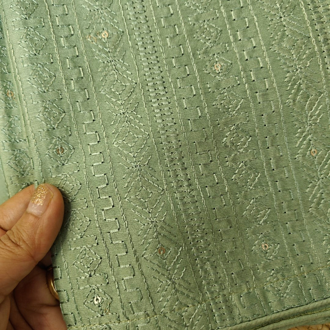 Chiniya tissue dupatta with Pure Chanderi embroidered kurta - Unstitched Suit