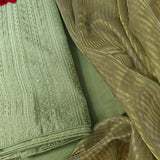 Chiniya tissue dupatta with Pure Chanderi embroidered kurta - Unstitched Suit