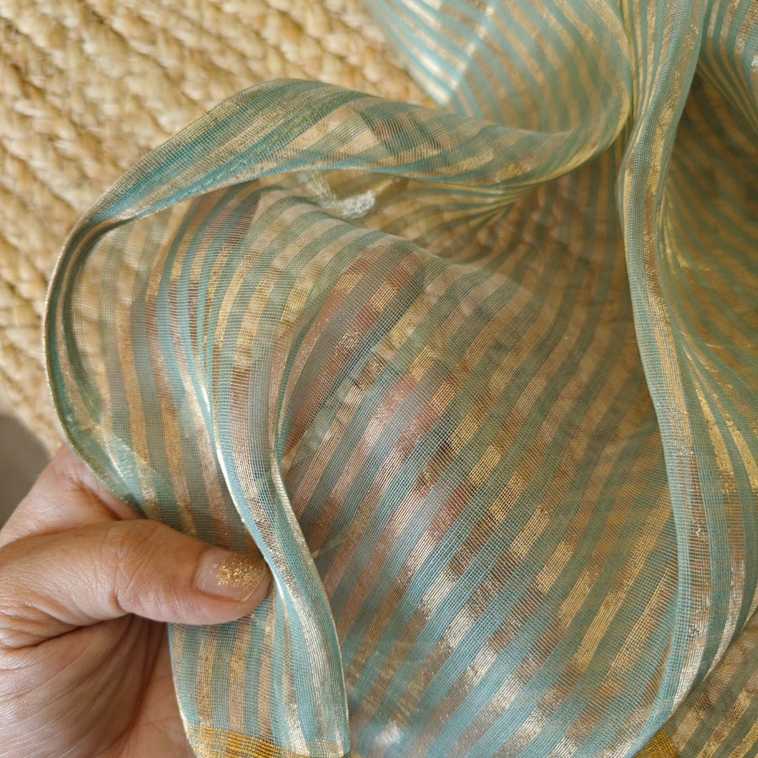 Chiniya tissue dupatta with Pure Chanderi embroidered kurta - Unstitched Suit