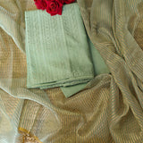 Chiniya tissue dupatta with Pure Chanderi embroidered kurta - Unstitched Suit