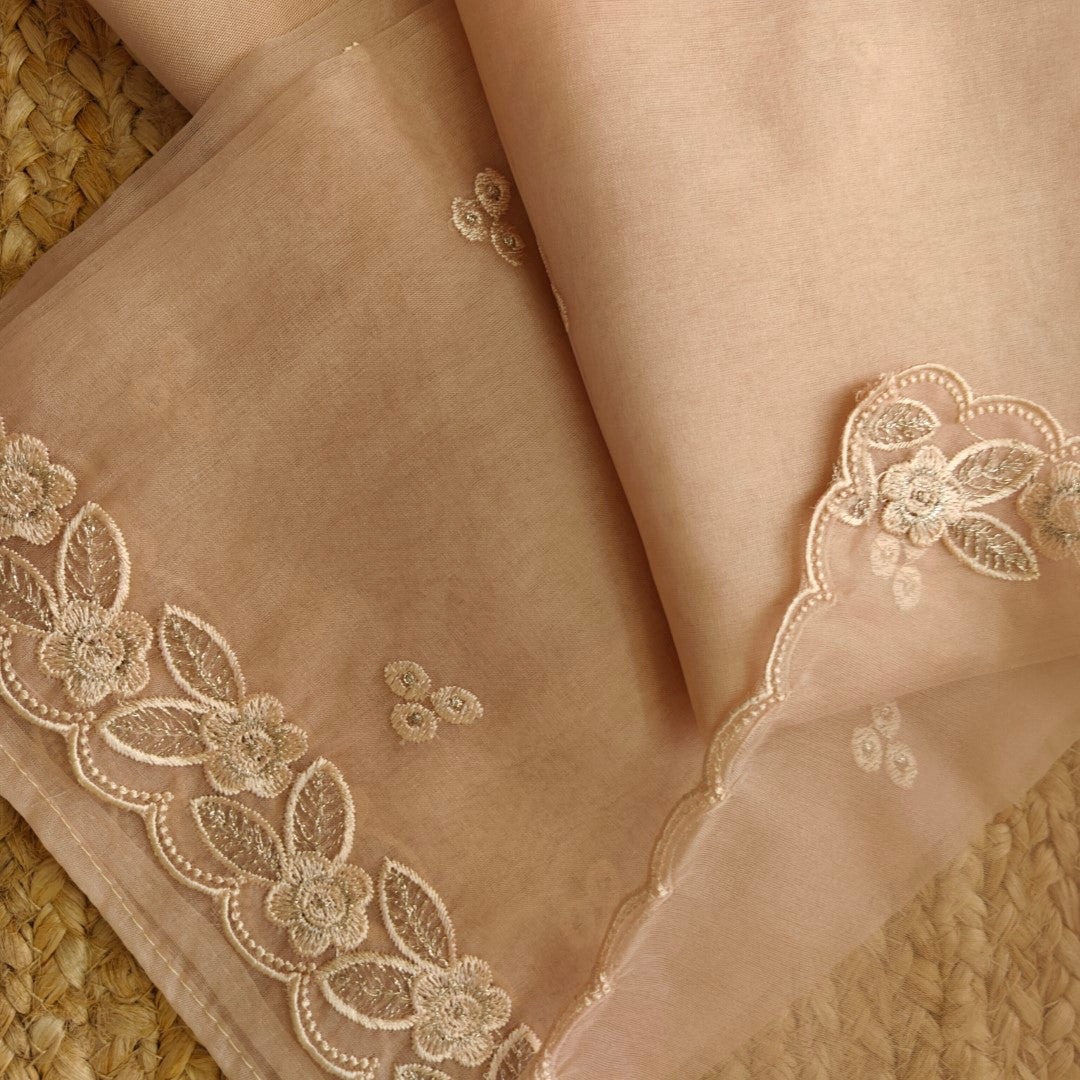Onion Pink Organza Embroidery Unstitched Suit