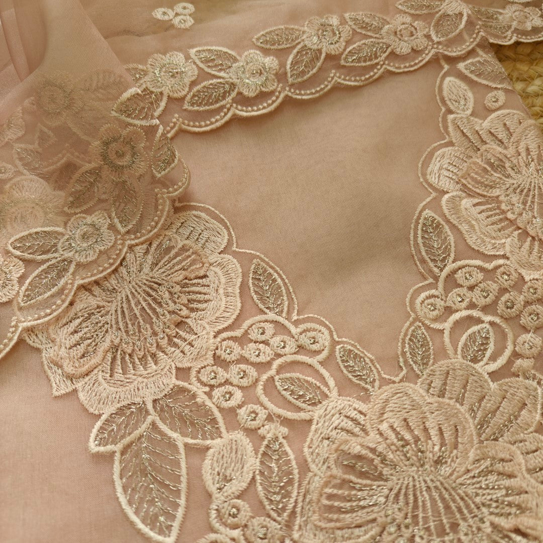 Onion Pink Organza Embroidery Unstitched Suit