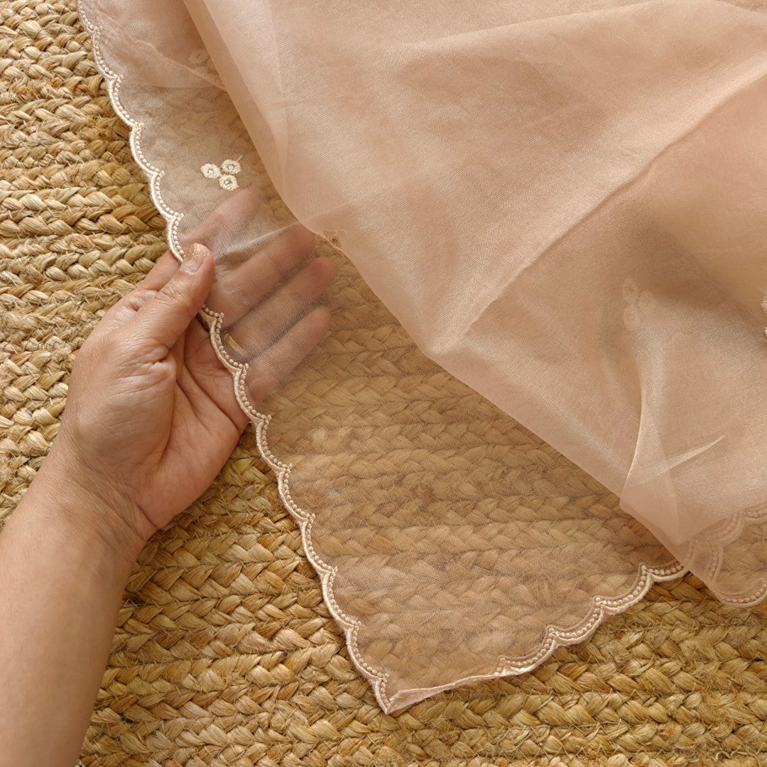 Onion Pink Organza Embroidery Unstitched Suit