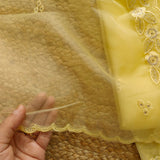 Yellow Organza Embroidery Unstitched Suit V neck