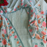 Linen Unstitched Salwar Suit with Embroidery rose Floral Print