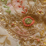 Off white Party wear Unstitched suit with colorfull weaving