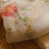 Off white Party wear Unstitched suit with colorfull weaving