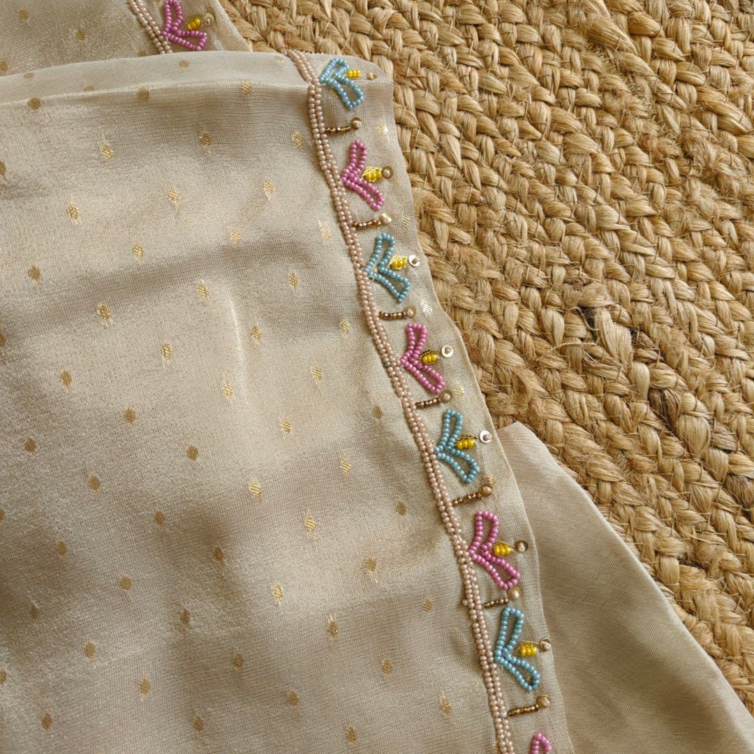 Sabyasachi concept Party wear Pearl work Dress material with Full dupatta weaving