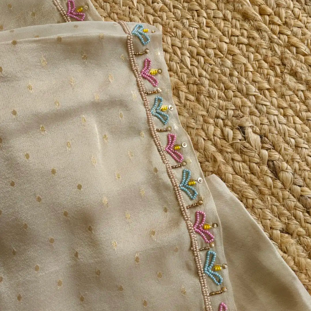 Sabyasachi concept Party wear Pearl work Dress material with Full dupatta weaving