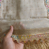 Sabyasachi concept Party wear Pearl work Dress material with Full dupatta weaving