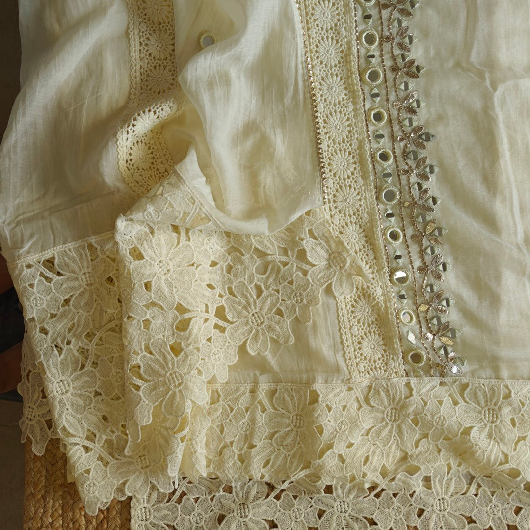 Cotton Suit with Gotta and mirror embroidery