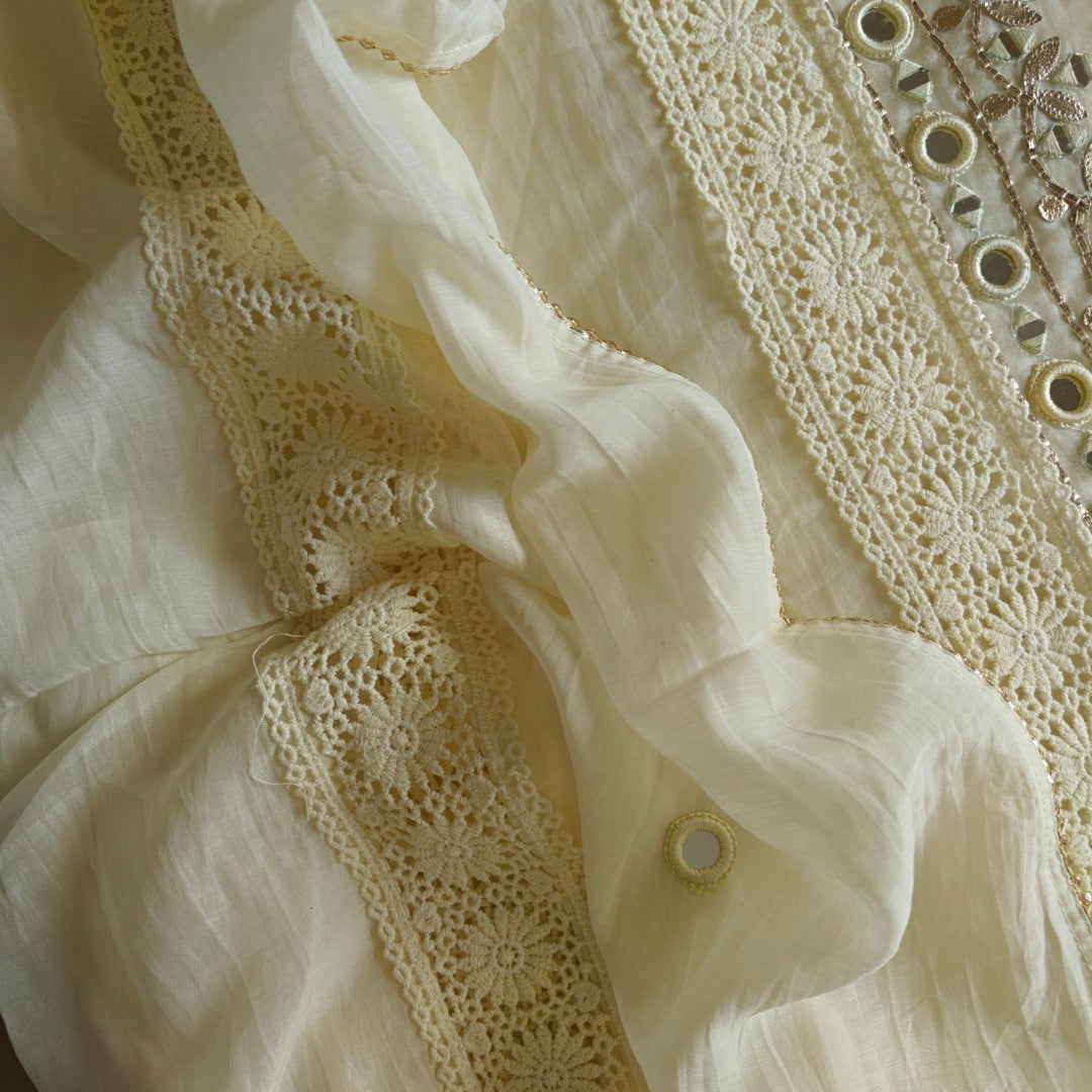 Cotton Suit with Gotta and mirror embroidery