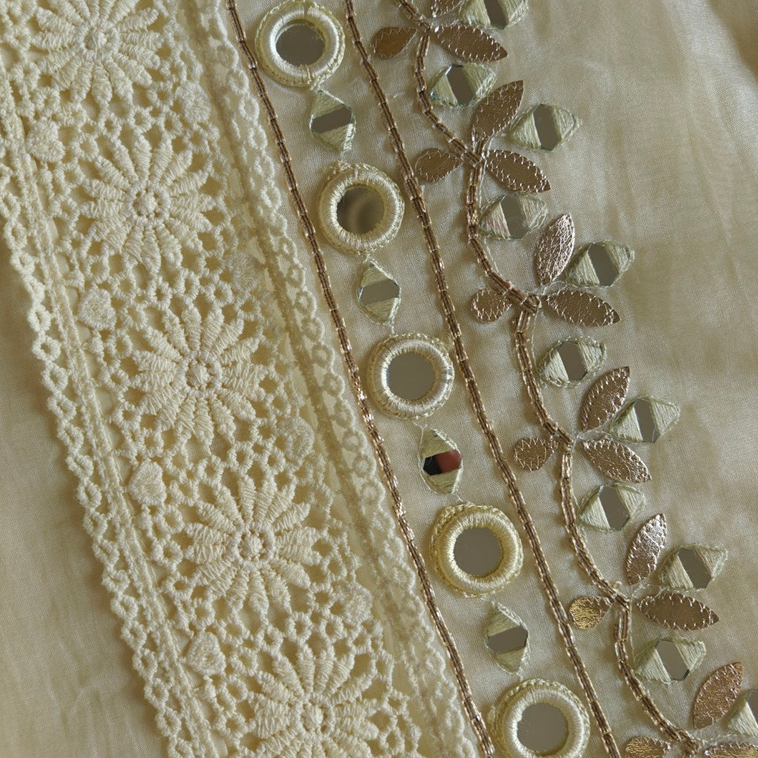 Cotton Suit with Gotta and mirror embroidery