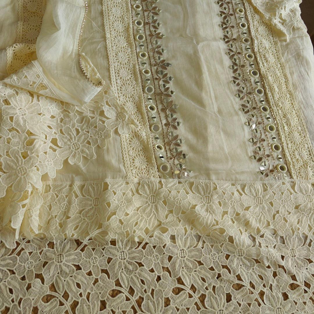 Cotton Suit with Gotta and mirror embroidery
