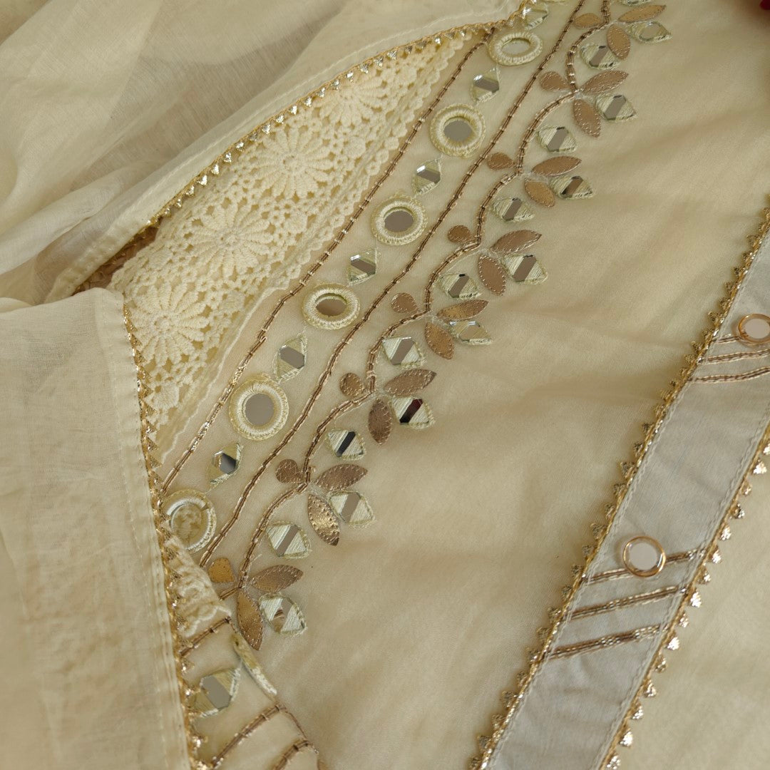 Cotton Suit with Gotta and mirror embroidery