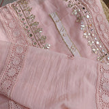 Pink Cotton Suit with Gotta and mirror embroidery