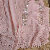 Pink Cotton Suit with Gotta and mirror embroidery