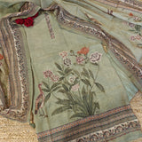 Designer unstitched salwar suit for festive occasions with shimmer texture and embroidery