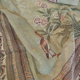 Elegant shimmer salwar suit fabric with traditional bird and flower embroidery