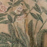 Bird motif Beige Linen shimmer dress material with Knot work