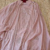 Pink Mul Chanderi dress material with  Pasted mukaish work