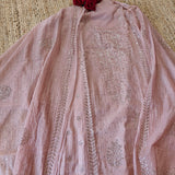 Pink Mul Chanderi dress material with  Pasted mukaish work