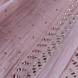 Pink Mul Chanderi dress material with  Pasted mukaish work