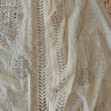 Beige Mul Chanderi dress material with  Pasted mukaish work