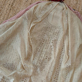 Beige Mul Chanderi dress material with  Pasted mukaish work