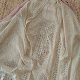 Beige Mul Chanderi dress material with  Pasted mukaish work