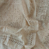 Beige Mul Chanderi dress material with  Pasted mukaish work