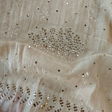 Beige Mul Chanderi dress material with  Pasted mukaish work