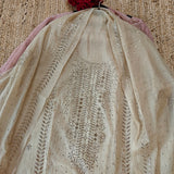 Beige Mul Chanderi dress material with  Pasted mukaish work