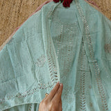 Mul Cotton dress material with pitta work