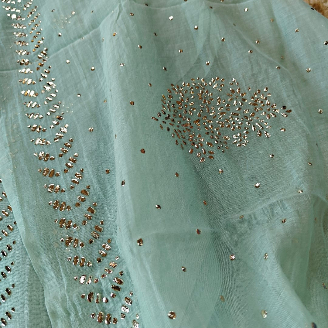 Mul Cotton dress material with pitta work