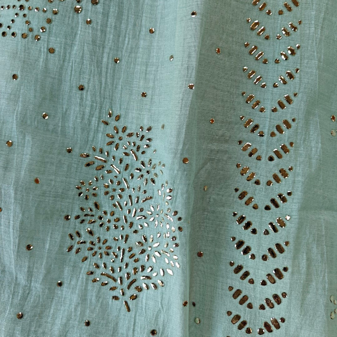 Mul Cotton dress material with pitta work