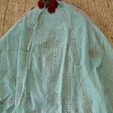 Mul Cotton dress material with pitta work