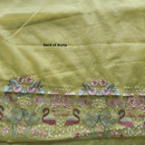 Yellow Organza colorful Flamingo embroidery Dress material Unstitched Suit