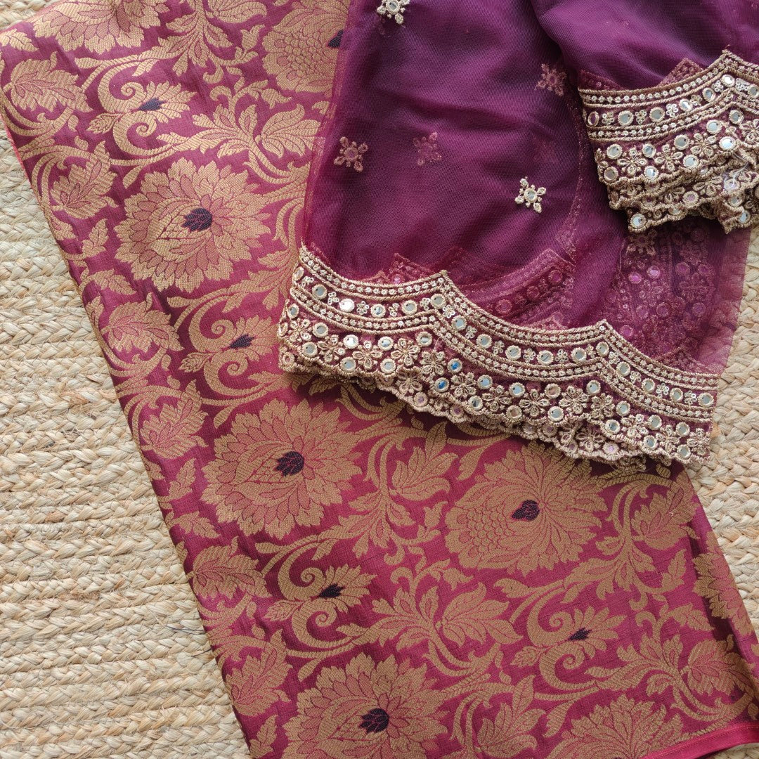 Brocade Kurta Dupatta set - unstitched dress material