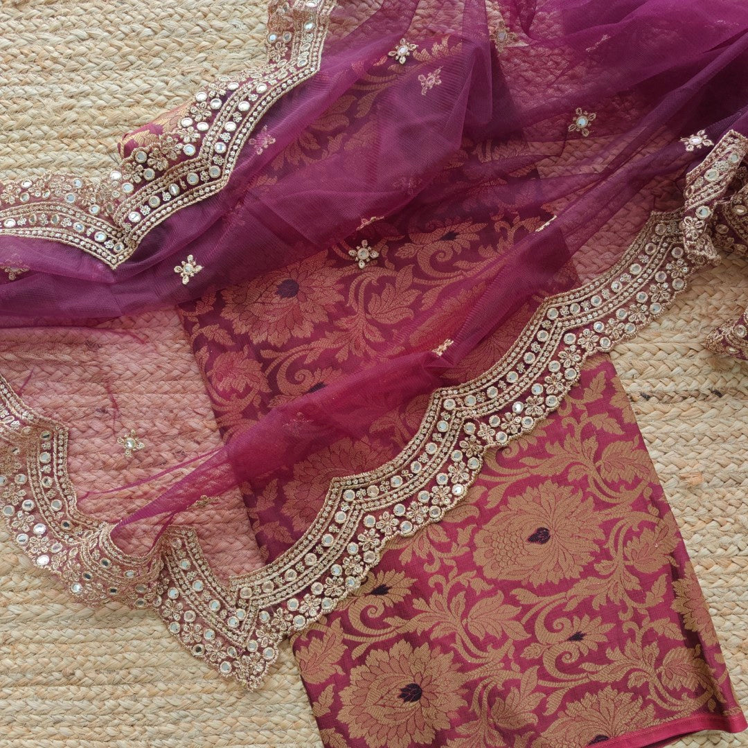 Brocade Kurta Dupatta set - unstitched dress material