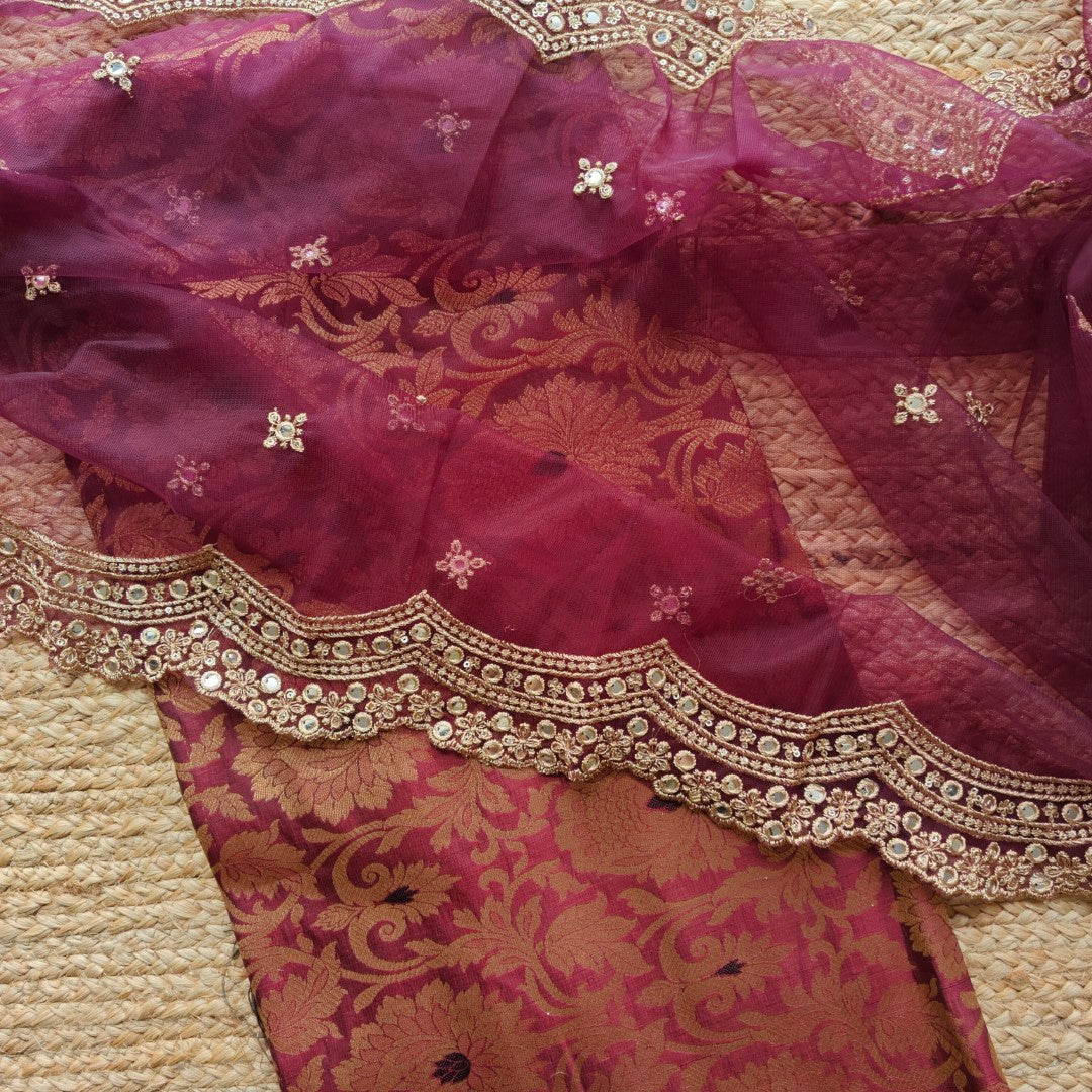 Brocade Kurta Dupatta set - unstitched dress material