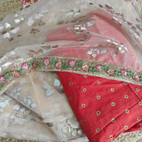 Organza saree with foil print and beautiful floral border