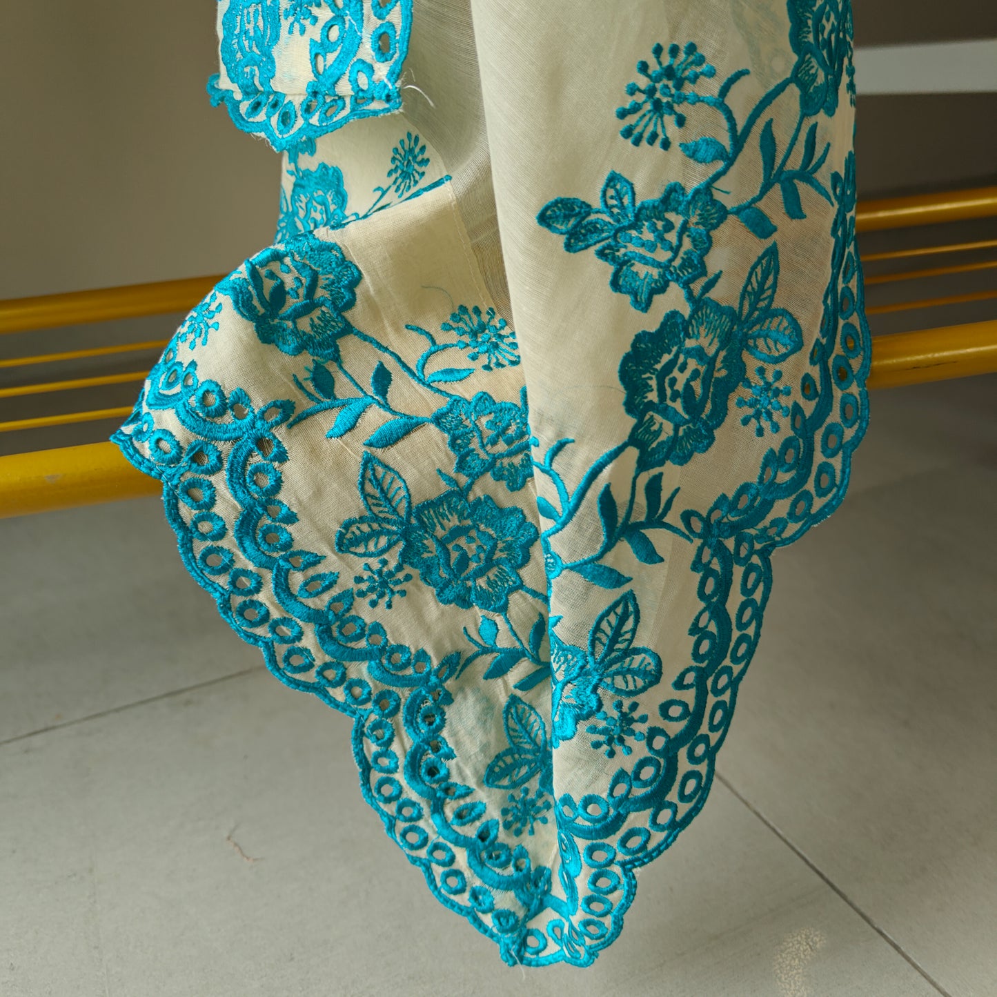 Chanderi designer blue suit set - Unstitched material